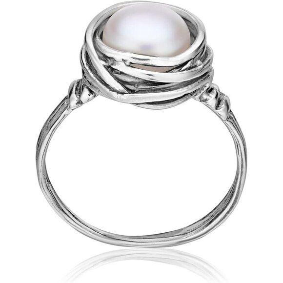 Women's 925 Sterling Silver Nickel and Lead-Free Fresh Water Pearl Ring - Picture 12 of 15